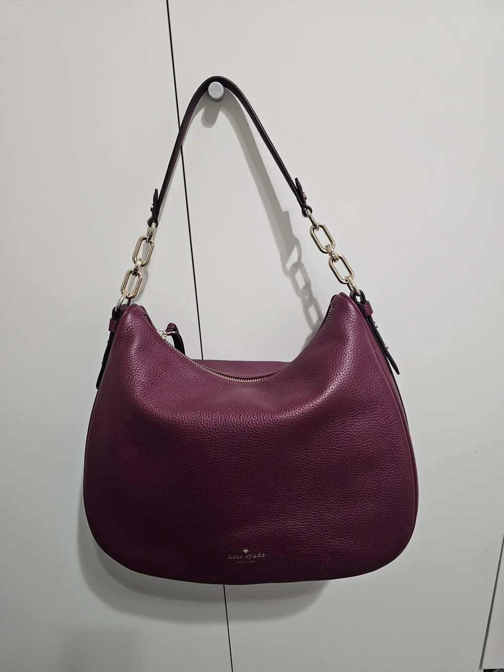 kate spade Burgundy Leather Hobo with Gold Hardware